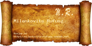 Milenkovits Rufusz névjegykártya